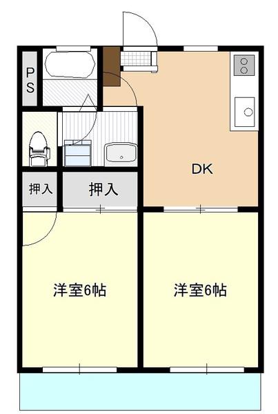 若松ハイツ(2DK/3階)の間取り写真