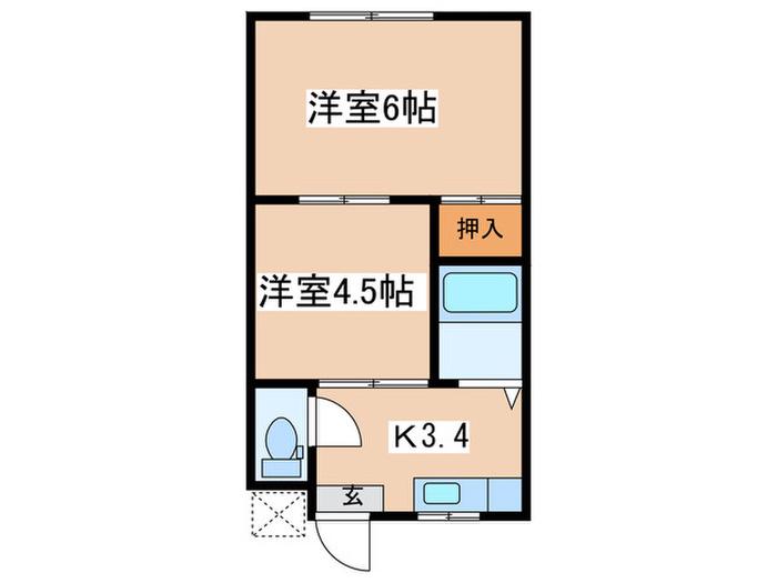 メゾン五葉(2K/2階)の間取り写真