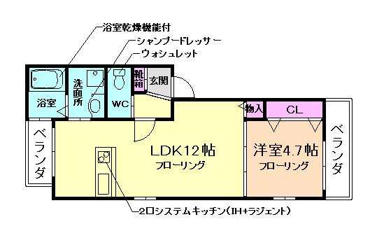 ハイツクリエート(1LDK/3階)の間取り写真