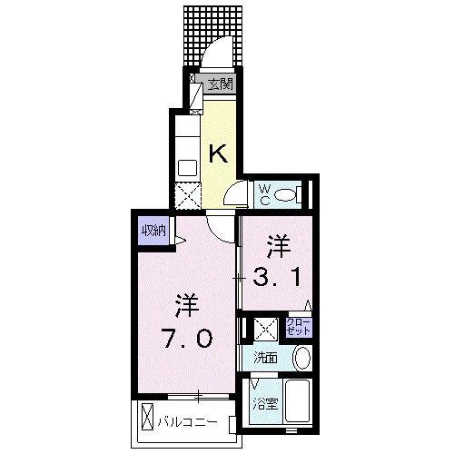 セレーノ モチヅキI(1SK/1階)の間取り写真