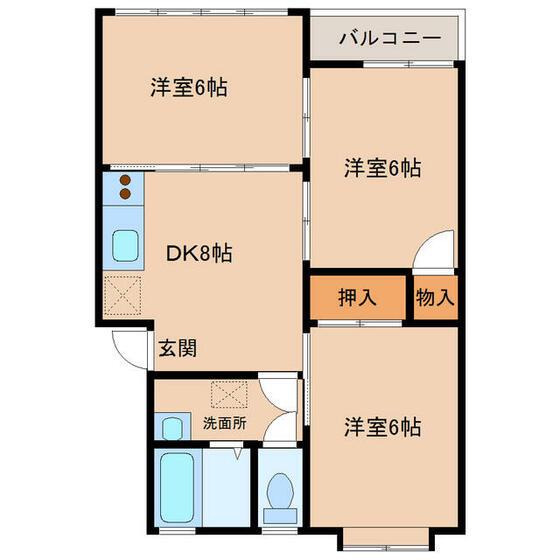 ベーシックパレス(3DK/1階)の間取り写真