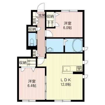 エスパスA(2LDK/1階)の間取り写真