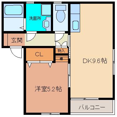 フォレスト長町II(1DK/2階)の間取り写真