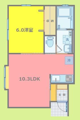 サンヒルズ(1LDK/2階)の間取り写真