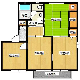 ニューフレグランス明日香B(3DK/2階)の間取り写真