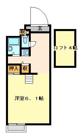 新屋敷アパート(1K/1階)の間取り写真