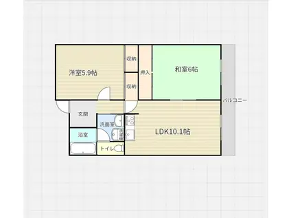 エルスト東住吉(2LDK/4階)の間取り写真