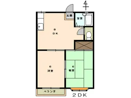 ファミール青野(2DK/2階)の間取り写真