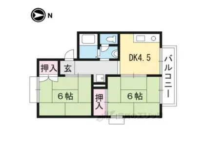 レーヴ・ボワB棟(2DK/1階)の間取り写真