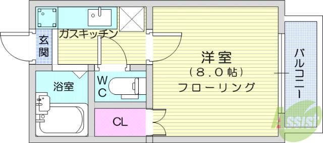 スターハイツ(1K/2階)の間取り写真