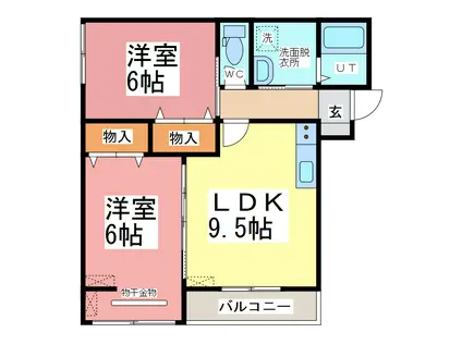 サンテラス松井(2LDK/2階)の間取り写真
