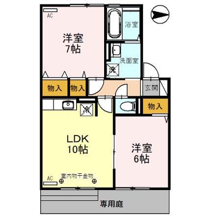 ソレアードIII(2LDK/1階)の間取り写真