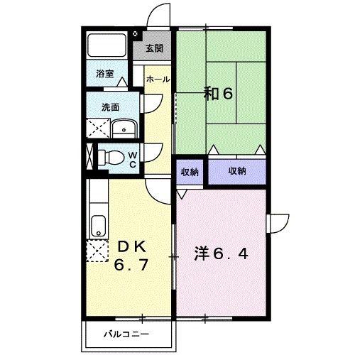 プレミールESTII(2DK/2階)の間取り写真