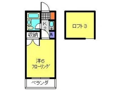 コーポアップル(1K/1階)の間取り写真