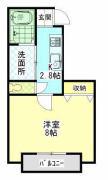 APARTMENT IN イースト(1K/1階)の間取り写真