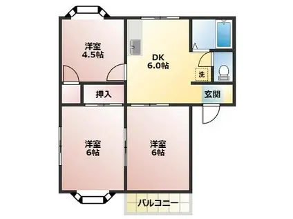 モンエステ(3DK/1階)の間取り写真