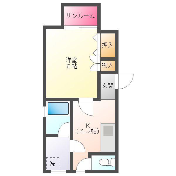シャロム(1K/2階)の間取り写真
