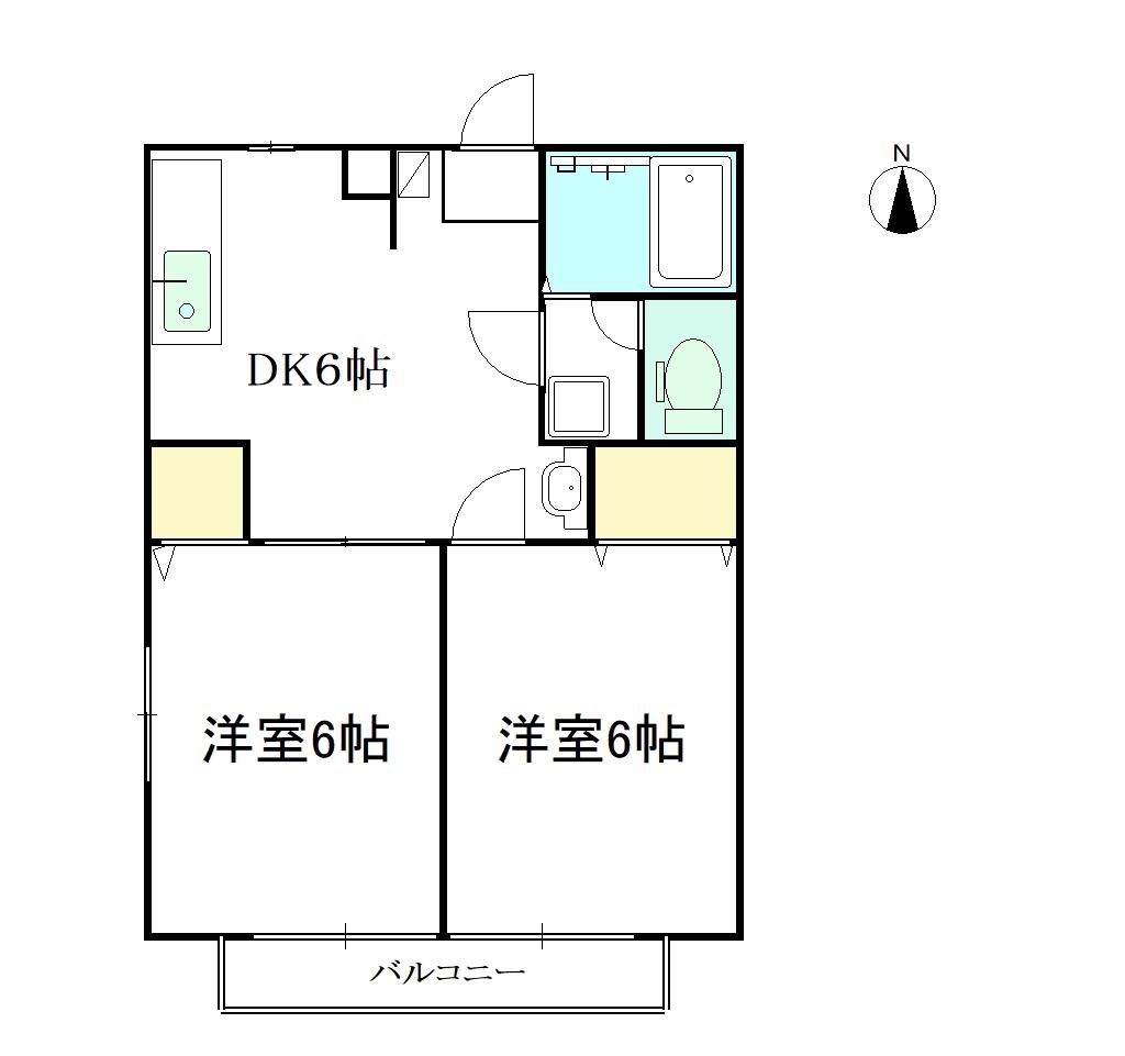 サンビレッジ(2DK/2階)の間取り写真