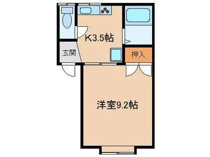 ルグランN(1K/2階)の間取り写真