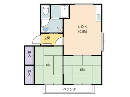 グレープガーデンA棟(2LDK/1階)の間取り写真