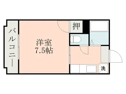 レインボー上荒田(1K/4階)の間取り写真