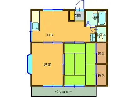 エランドールII(2DK/2階)の間取り写真