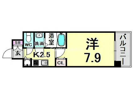 エスライズ新神戸II(1K/3階)の間取り写真