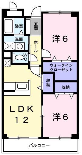 エクセランビラ(2LDK/2階)の間取り写真