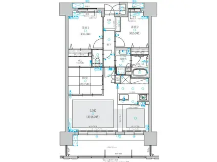 オーヴィジョン佐賀グランテラス(3LDK/2階)の間取り写真