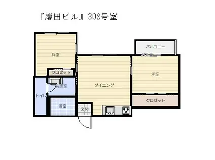 慶田ビル(2LDK/3階)の間取り写真