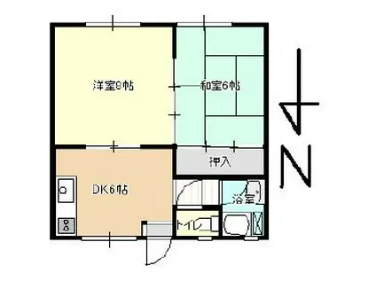 ホワイトパレス(2DK/1階)の間取り写真