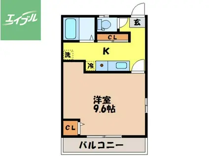 JR長崎本線 長与駅 徒歩37分 2階建 築22年(1K/1階)の間取り写真