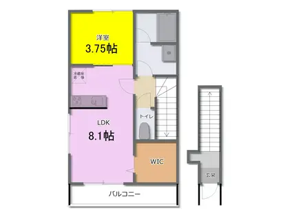 ELF妻鳥(1LDK/2階)の間取り写真