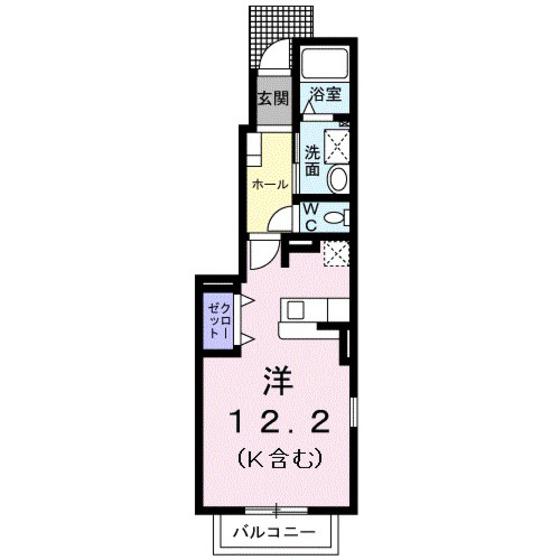 ペルシーモC(ワンルーム/1階)の間取り写真