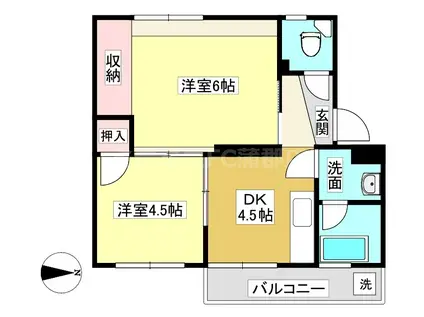 スワ山ハイツ(2DK/3階)の間取り写真