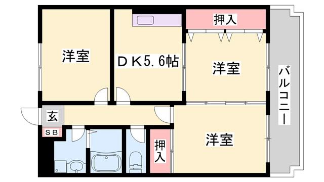 グランディオーズ(2LDK/3階)の間取り写真