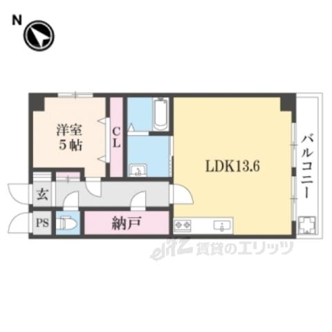 深草サニーハイツ(1LDK/1階)の間取り写真