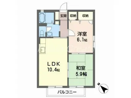 サンカーサ矢三(2LDK/1階)の間取り写真