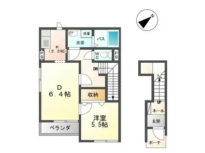 サニーフラット・K(1DK/2階)の間取り写真