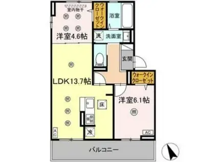 セゾン箱崎宮前(2LDK/2階)の間取り写真