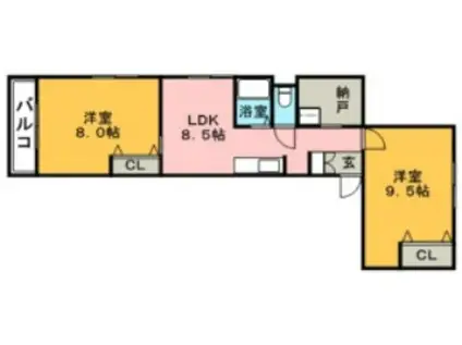 エトランゼ12(2LDK/3階)の間取り写真