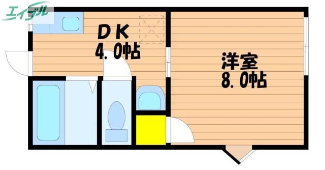 KIWI(1K/2階)の間取り写真