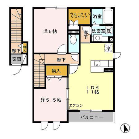 フォレステージA棟(2LDK/2階)の間取り写真