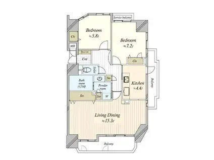 ダイナース白壁(2LDK/2階)の間取り写真