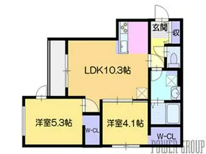 フォルトゥーナ伏古(2LDK/2階)の間取り写真