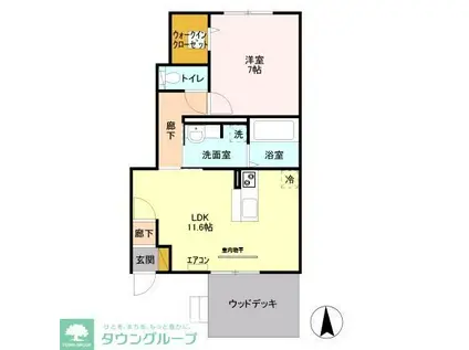 ホープライトA(1LDK/1階)の間取り写真