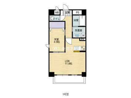 アーバンスペース弓削II(1LDK/2階)の間取り写真