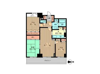 リーデンスタワー(3LDK/16階)の間取り写真