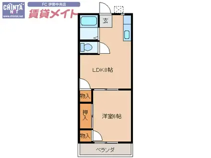 第三晴海ハイツ(1LDK/1階)の間取り写真