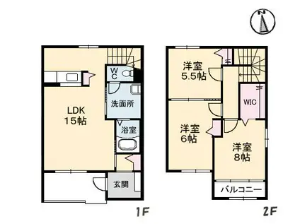 クラビスA(3LDK/1階)の間取り写真
